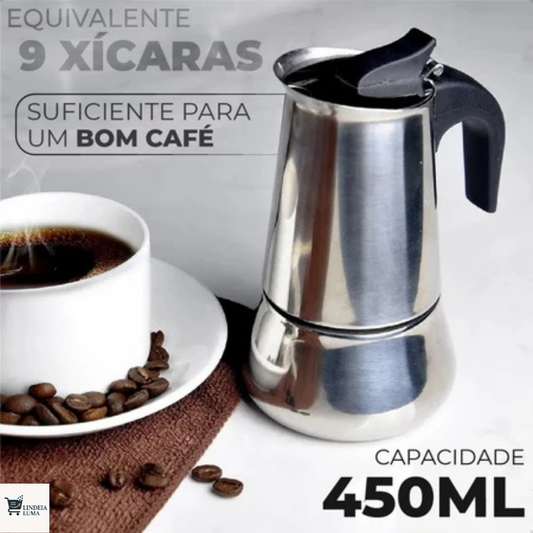 Cafeteira Italiana Aço Inox — 450ml (serve até 9 xícaras)